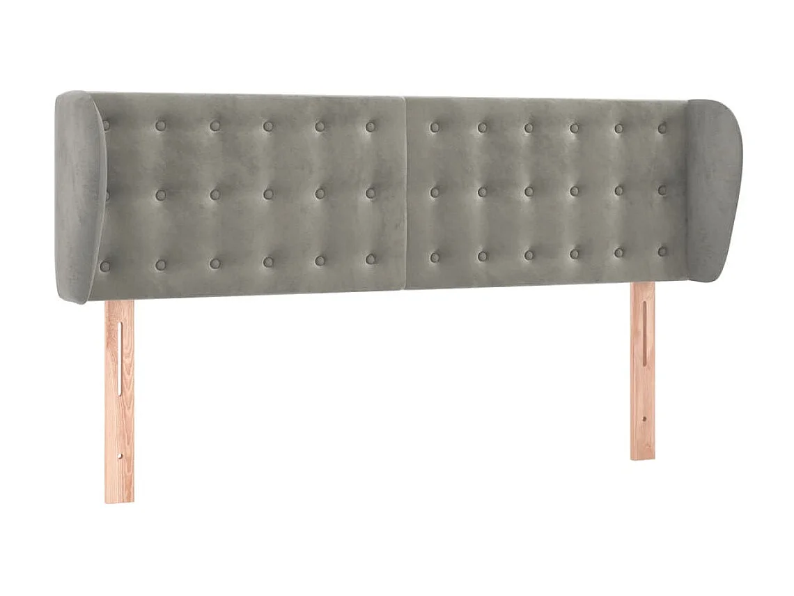 Tête de lit avec oreilles Gris clair 147x23x78/88 cm Velours POI69230 BonneVie Meuble