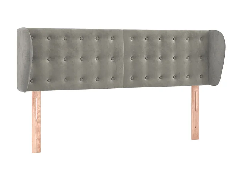 Tête de lit avec oreilles Gris clair 147x23x78/88 cm Velours POI69230 BonneVie Meuble