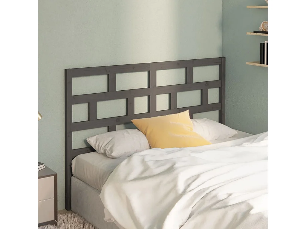 Cabeceira de cama 166x4x100 cm pinho maciço cinzento PT596804