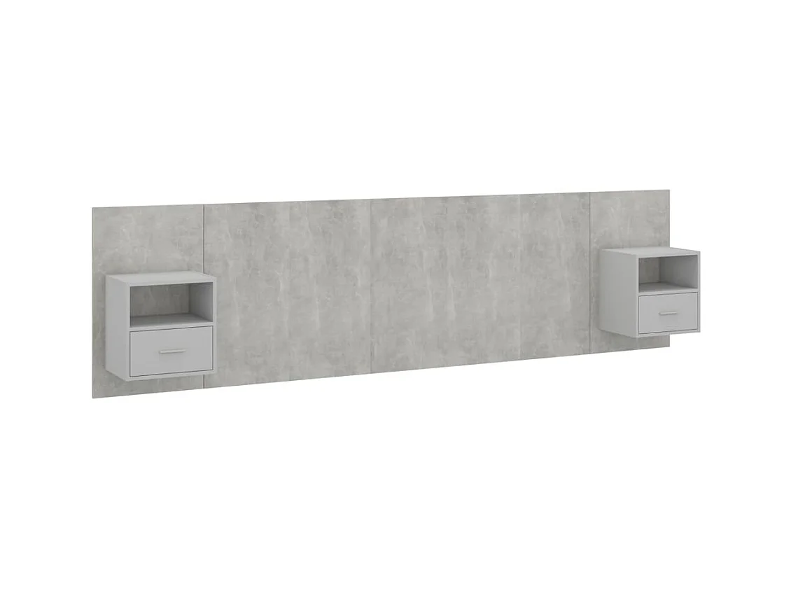 Testiera | Testata del letto Letto con Armadietti Legno Multistrato Grigio Cemento
