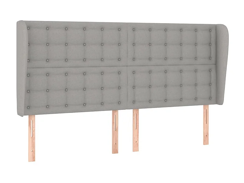 Tête de lit avec oreilles Gris clair 163x23x118/128 cm Tissu POI75876 BonneVie Meuble