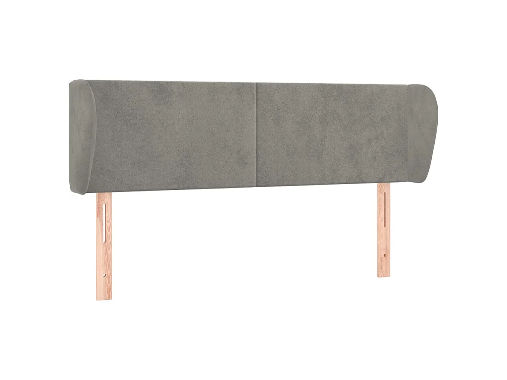Tête de lit avec oreilles Gris clair 147x23x78/88 cm Velours POI25513 BonneVie Meuble