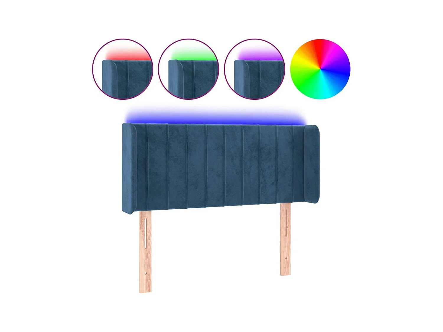 Tête de lit à LED Bleu foncé 103x16x78/88 cm Velours POI81530 BonneVie Meuble