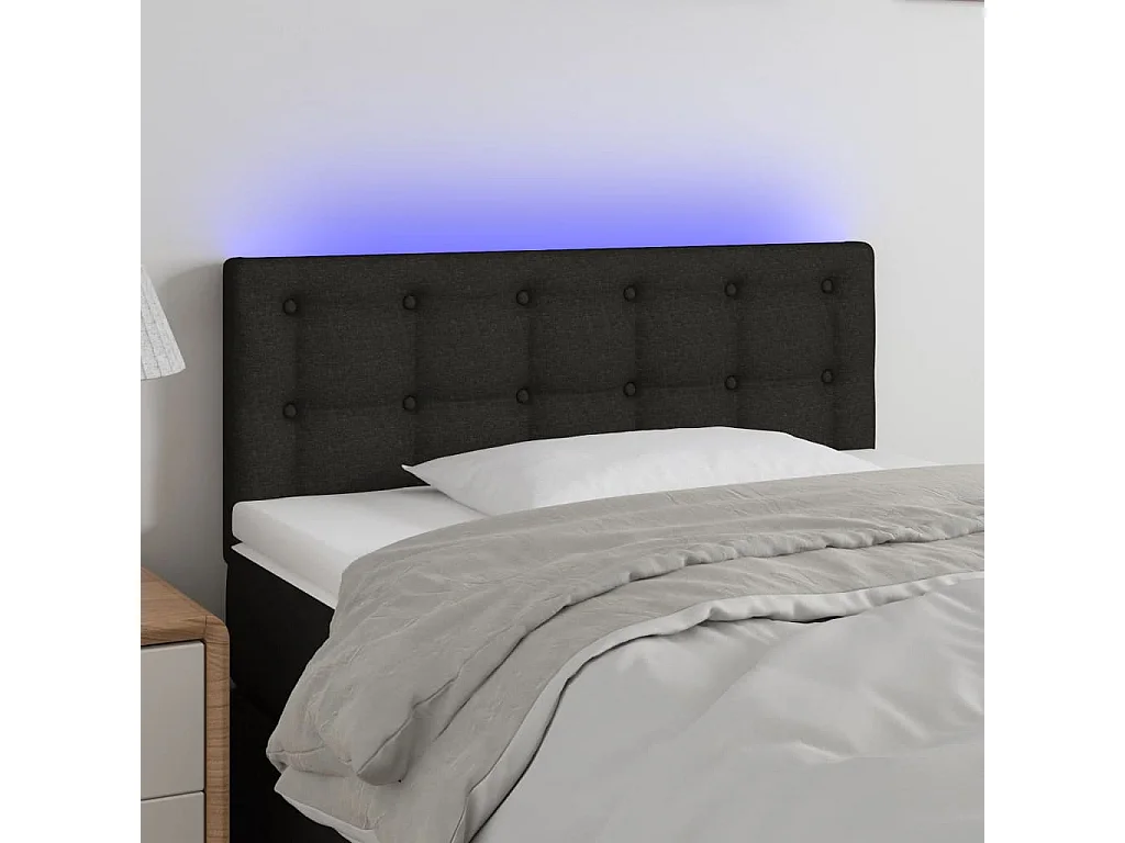 Cabeceira de cama c/ luzes LED tecido 90x5x78/88 cm preto PT459591