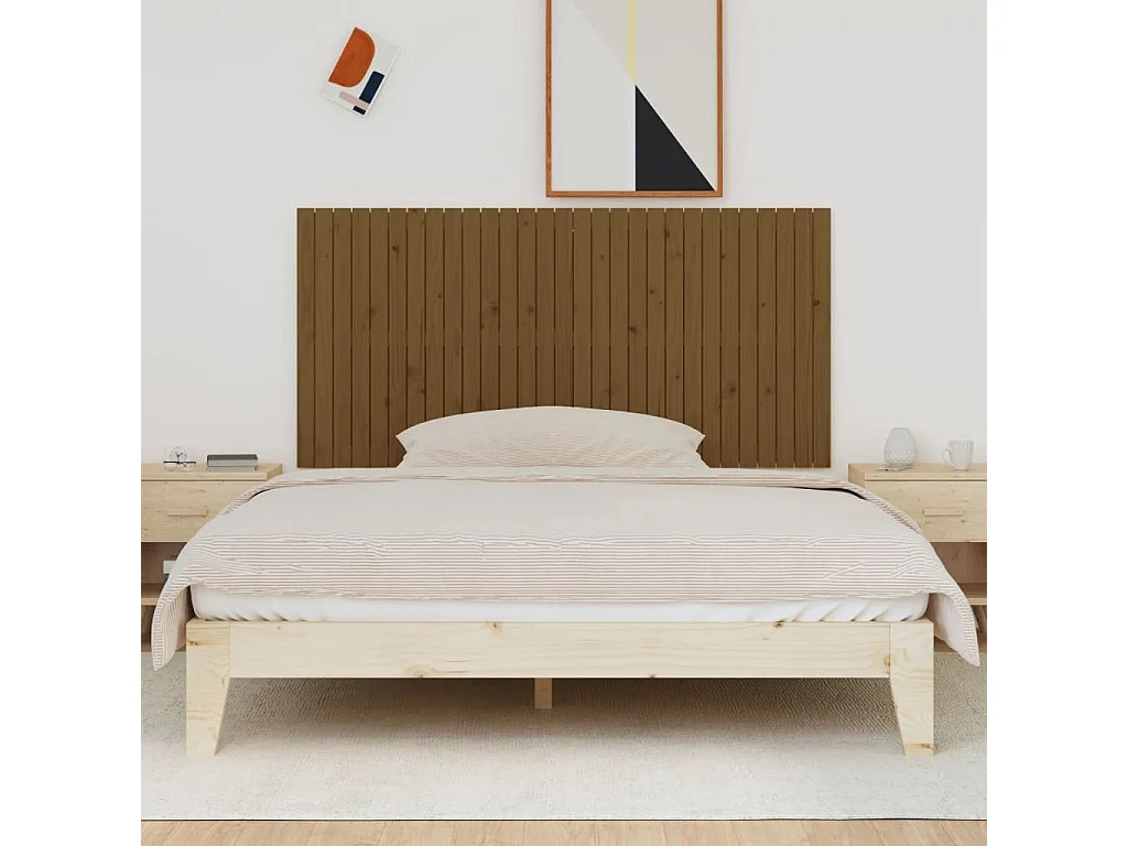 Wandhoofdbord 185x3x90 cm massief grenenhout honingbruin NL361103