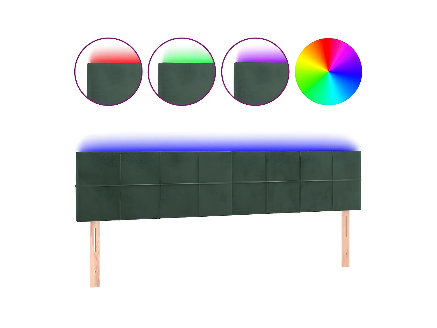 Tête de lit à LED Vert foncé 180x5x78/88 cm Velours POI52889 BonneVie Meuble