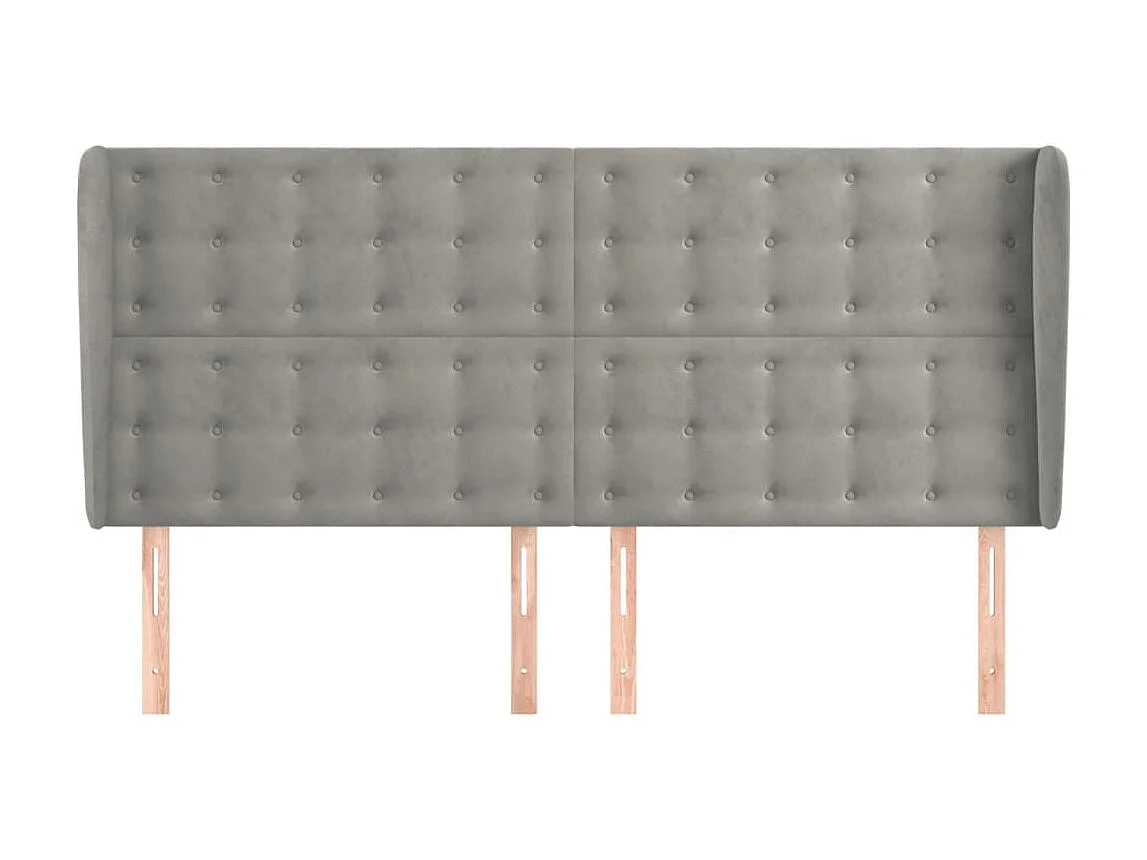 Tête de lit avec oreilles Gris clair 203x23x118/128 cm Velours POI45426 BonneVie Meuble