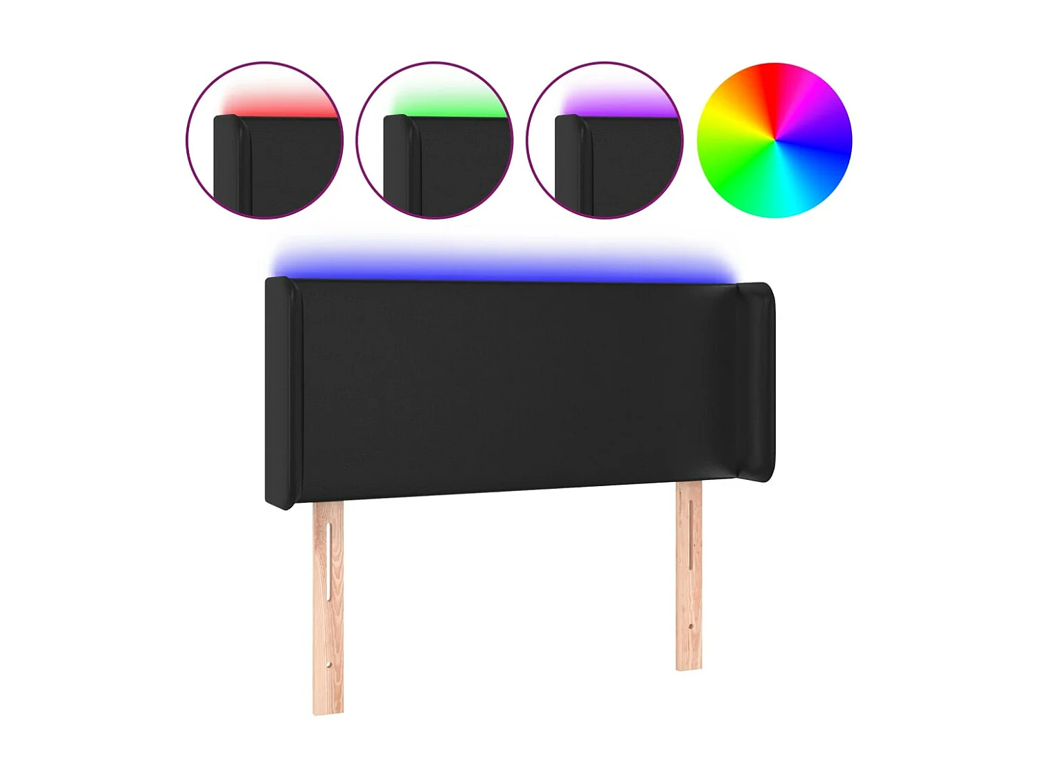 Hoofdbord LED 83x16x78/88 cm kunstleer zwart NL359499