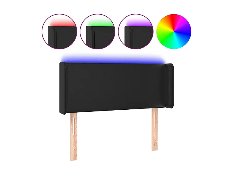 Hoofdbord LED 83x16x78/88 cm kunstleer zwart NL359499