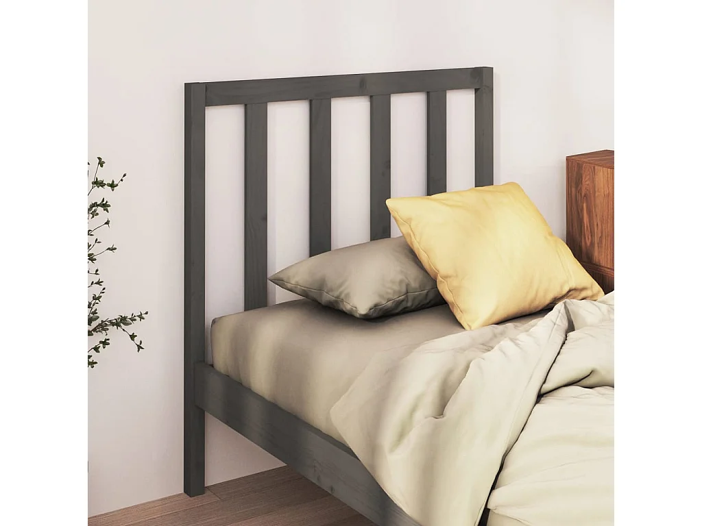 Testiera | Testata del letto per Letto Grigia 95x4x100 cm in Legno Massello di Pino