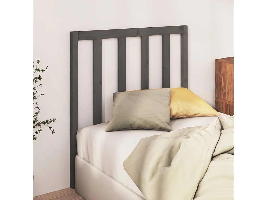 Testiera | Testata del letto per Letto Grigia 95x4x100 cm in Legno Massello di Pino