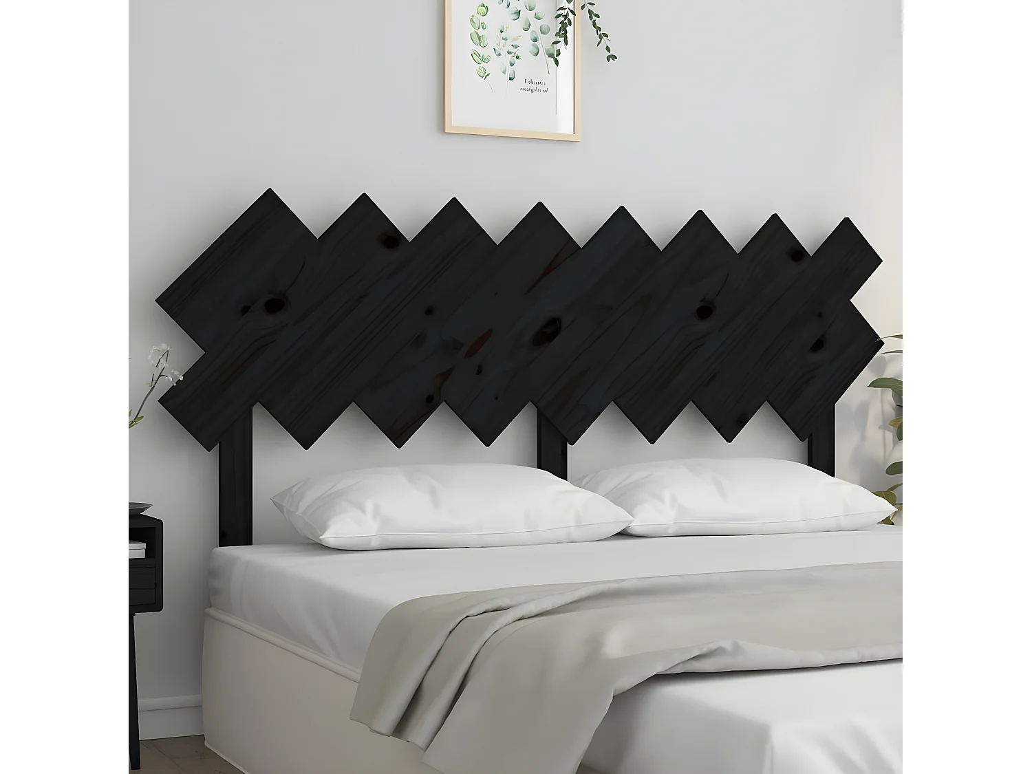 Cabecero de cama madera maciza de pino negro 159,5x3x80,5 cm ES71126