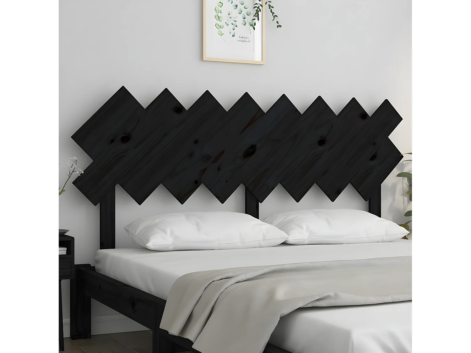 Cabecero de cama madera maciza de pino negro 159,5x3x80,5 cm ES71126