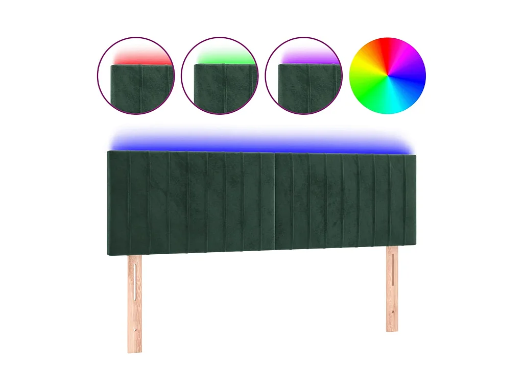 Tête de lit à LED Vert foncé 144x5x78/88 cm Velours POI52417 BonneVie Meuble