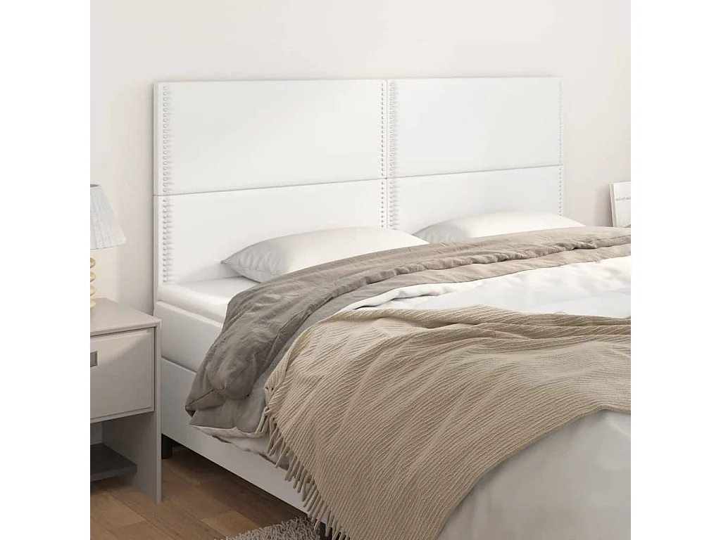Cabeceira de cama 4 pcs couro artificial 90x5x78/88 cm branco PT465815