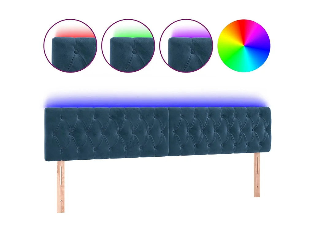 Tête de lit à LED Bleu foncé 200x7x78/88 cm Velours POI52798 BonneVie Meuble