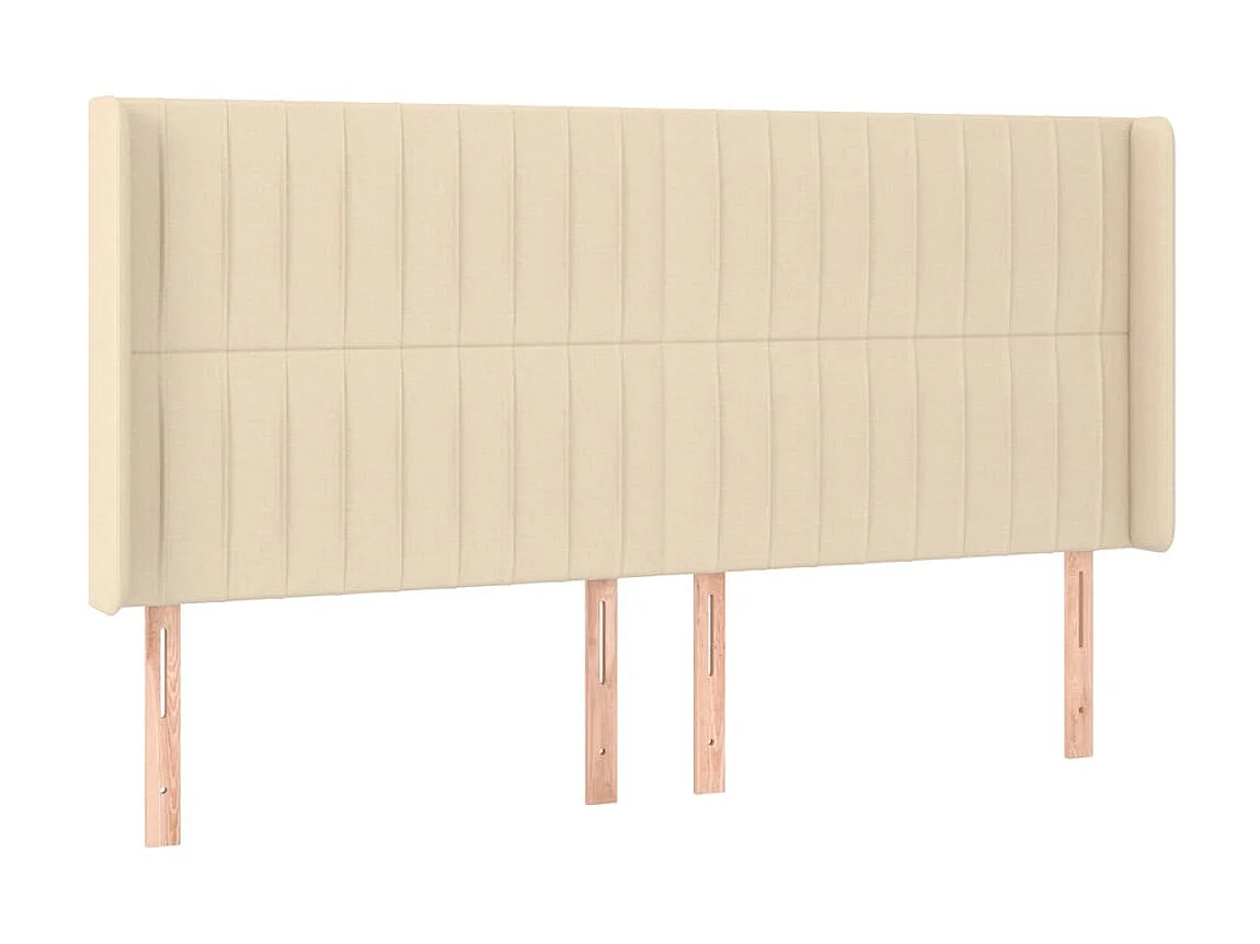 Kopfteil,Bettkopfteil mit Ohren Creme 203x16x118/128 cm Stoff -gkd23782