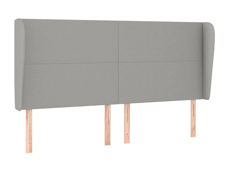 Tête de lit avec oreilles Gris clair 163x23x118/128 cm Tissu POI61430 BonneVie Meuble