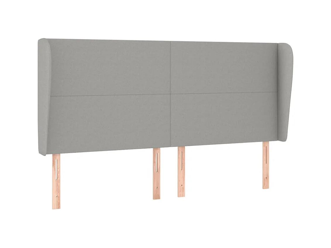 Testiera | Testata del letto ad Orecchio Grigio Chiaro 163x23x118/128 cm in Tessuto
