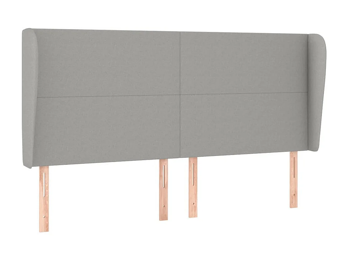 Tête de lit avec oreilles Gris clair 163x23x118/128 cm Tissu POI61430 BonneVie Meuble