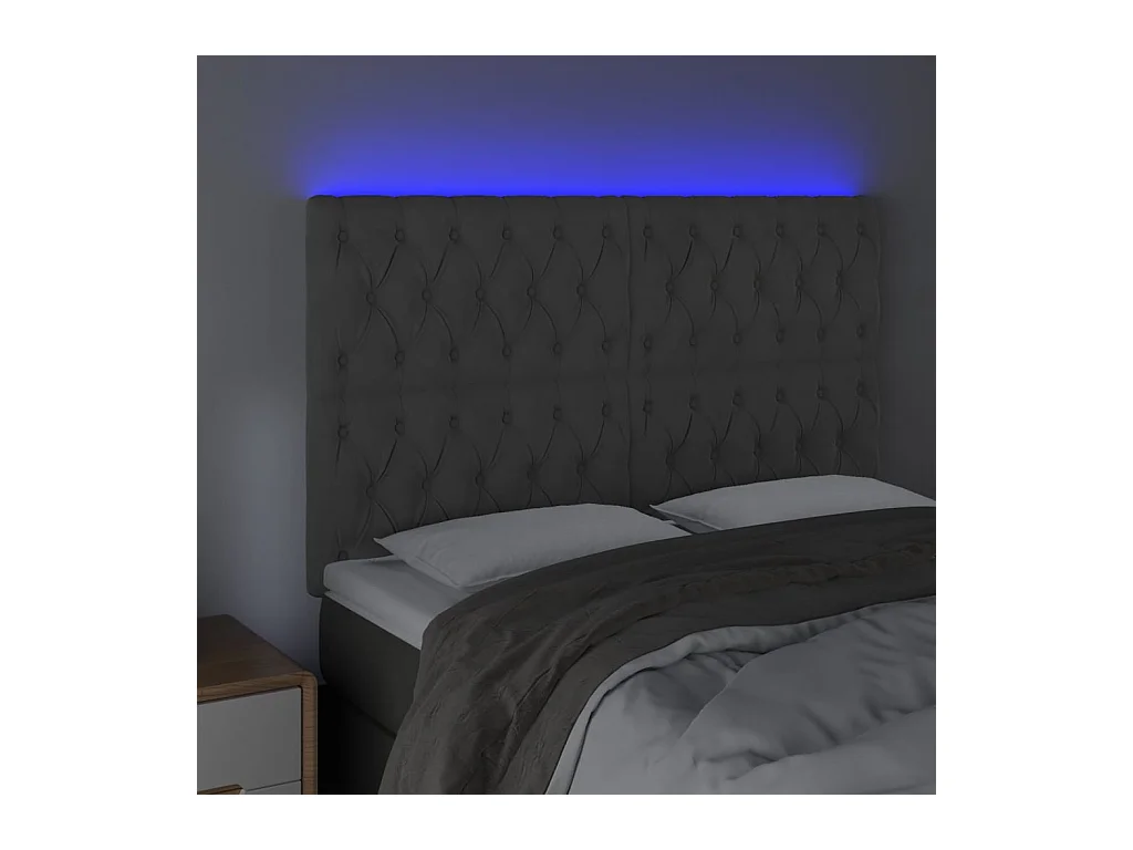LED Kopfteil,Bettkopfteil Dunkelgrau 144x7x118/128 cm Samt -gkd46571