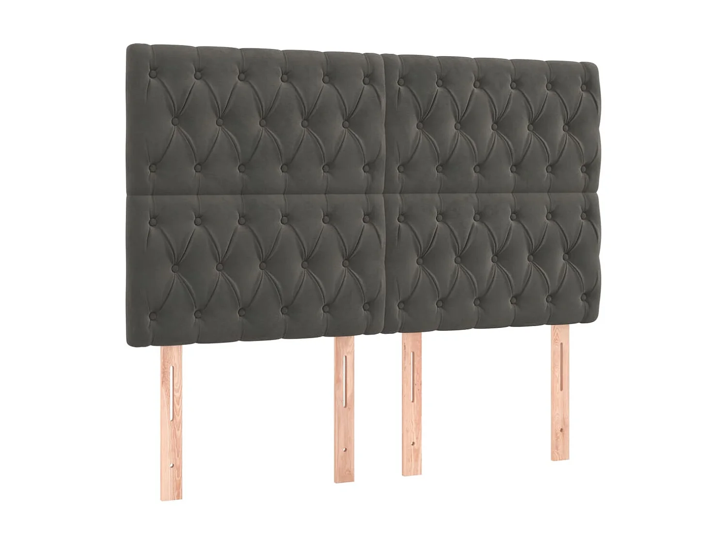 LED Kopfteil,Bettkopfteil Dunkelgrau 144x7x118/128 cm Samt -gkd46571