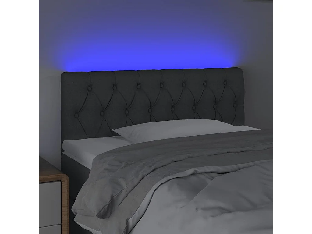 Tête de lit à LED Gris foncé 90x7x78/88 cm Tissu POI60478 BonneVie Meuble