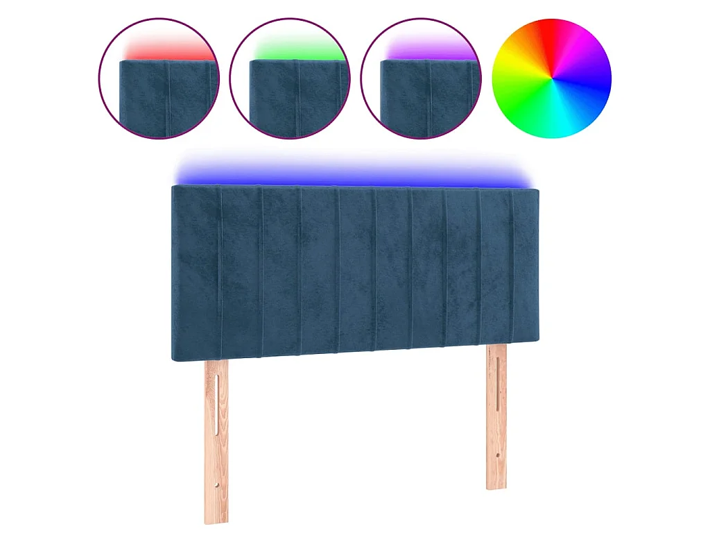 Tête de lit à LED Bleu foncé 100x5x78/88 cm Velours POI75935 BonneVie Meuble
