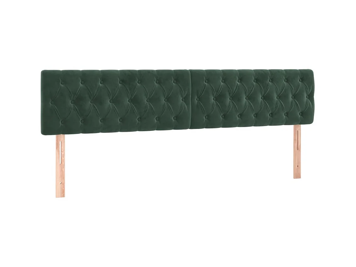 Têtes de lit 2 pcs Vert foncé 100x7x78/88 cm Velours POI90288 BonneVie Meuble