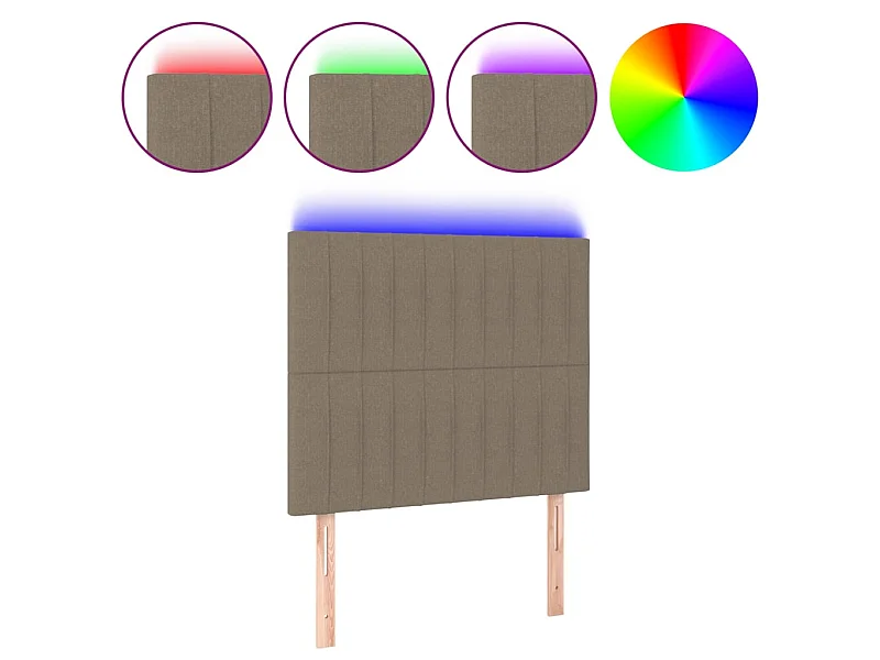 Tête de lit à LED Taupe 80x5x118/128 cm Tissu POI39621 BonneVie Meuble