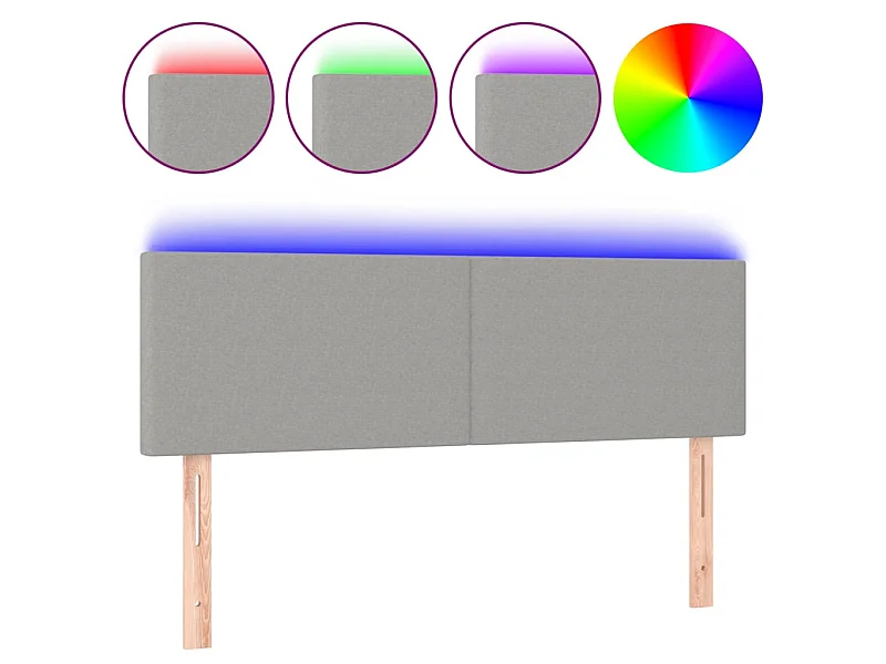 Testiera a LED Grigio Chiaro 144x5x78/88 cm in Tessuto CFW353902