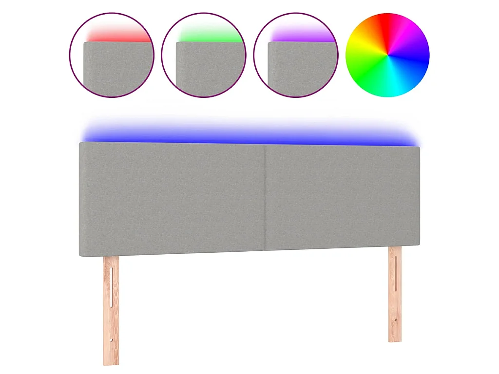 Testiera a LED Grigio Chiaro 144x5x78/88 cm in Tessuto CFW353902