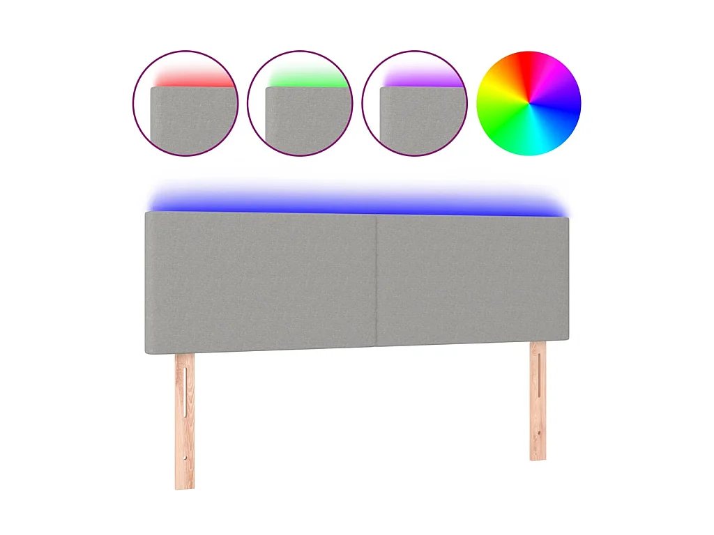 Tête de lit à LED Gris clair 144x5x78/88 cm Tissu POI33725 BonneVie Meuble