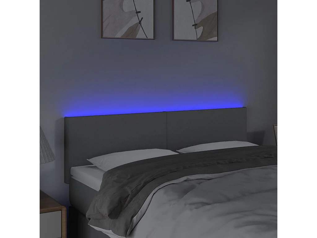 Tête de lit à LED Gris clair 144x5x78/88 cm Tissu POI33725 BonneVie Meuble