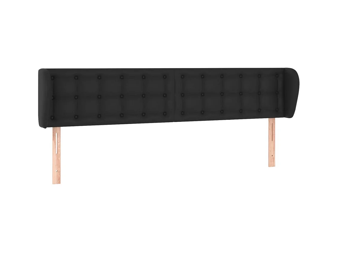 Tête de lit avec oreilles Noir 203x23x78/88 cm Similicuir POI77663 BonneVie Meuble