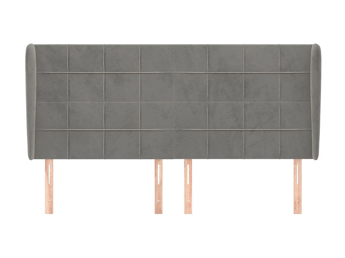 Cabeceira cama c/ abas veludo 203x23x118/128 cm cinzento-claro PT962269