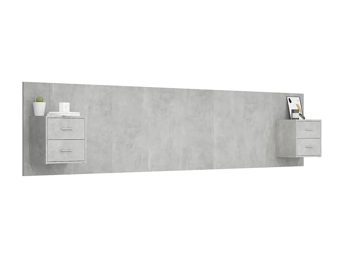 Tête de lit avec armoires Gris béton Bois d'ingénierie POI39692 BonneVie Meuble