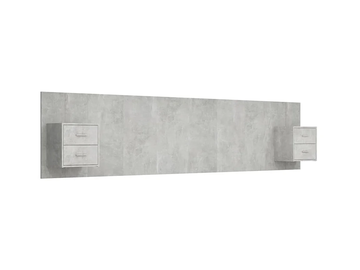 Tête de lit avec armoires Gris béton Bois d'ingénierie POI39692 BonneVie Meuble