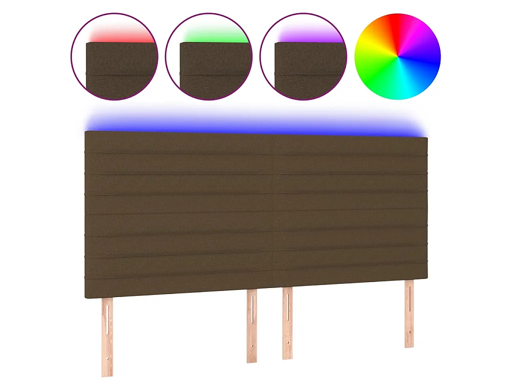 Tête de lit à LED Marron foncé 200x5x118/128 cm Tissu POI40730 BonneVie Meuble