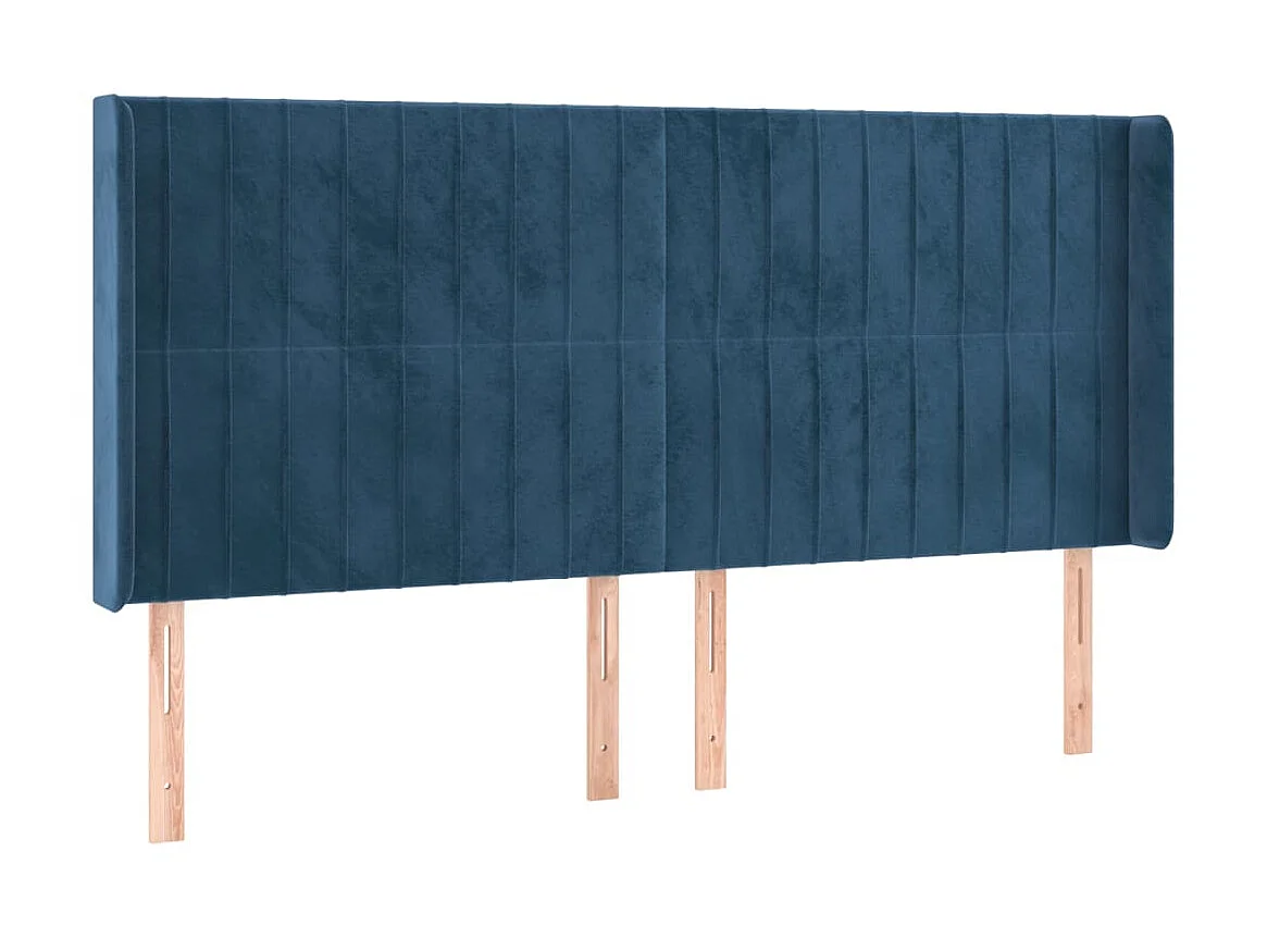 Cabeceira cama c/ luzes LED veludo 203x16x118/128cm azul-escuro PT879228