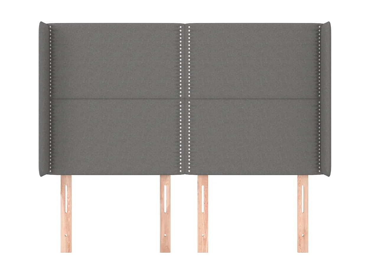 Tête de lit avec oreilles Gris foncé 147x16x118/128 cm Tissu POI98283 BonneVie Meuble