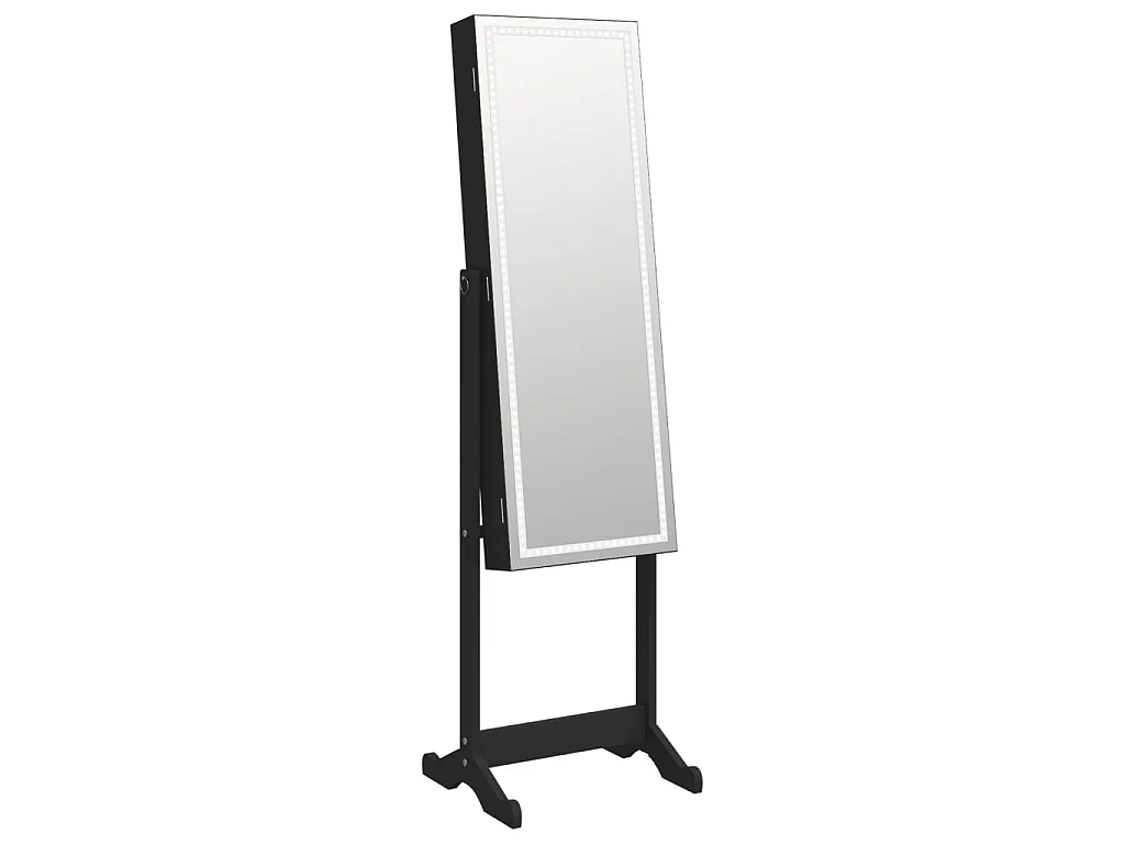 Armoire à bijoux miroir avec lumières LED sur pied noir OFR44261 BonneVie Meuble