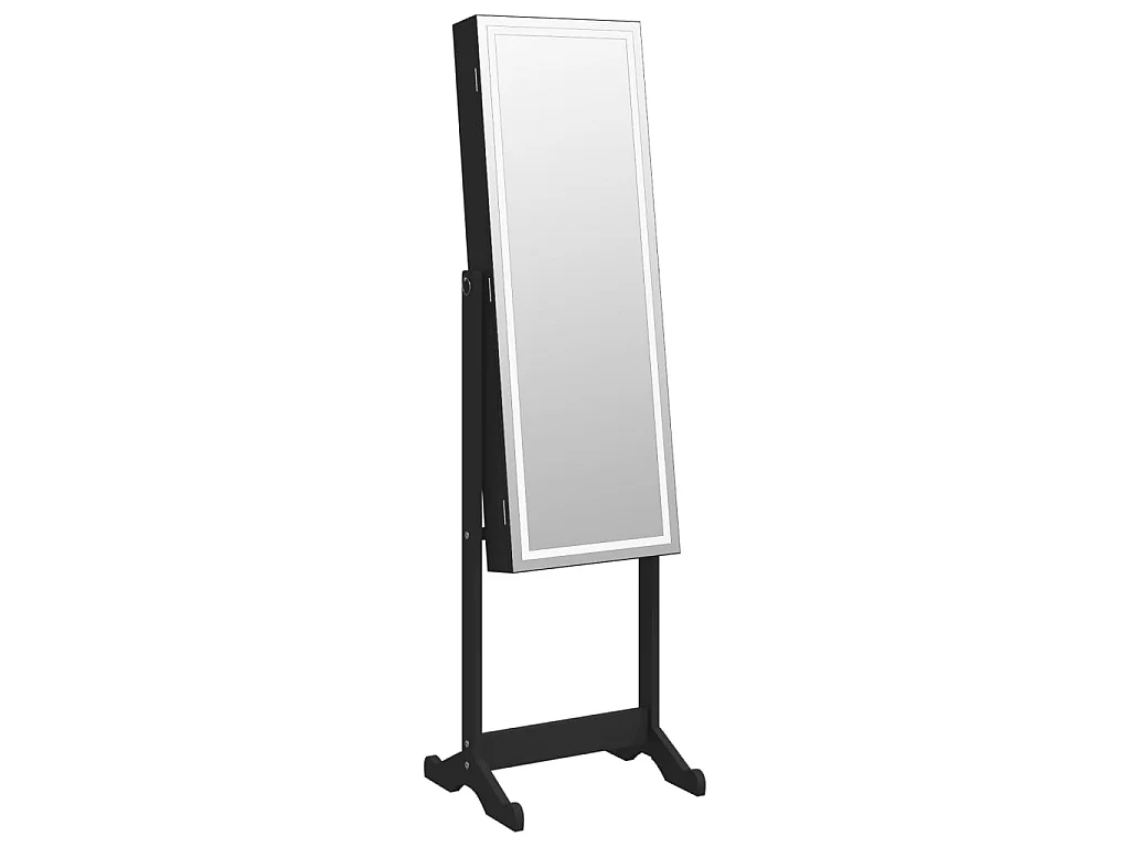 Armoire à bijoux miroir avec lumières LED sur pied noir OFR44261 BonneVie Meuble