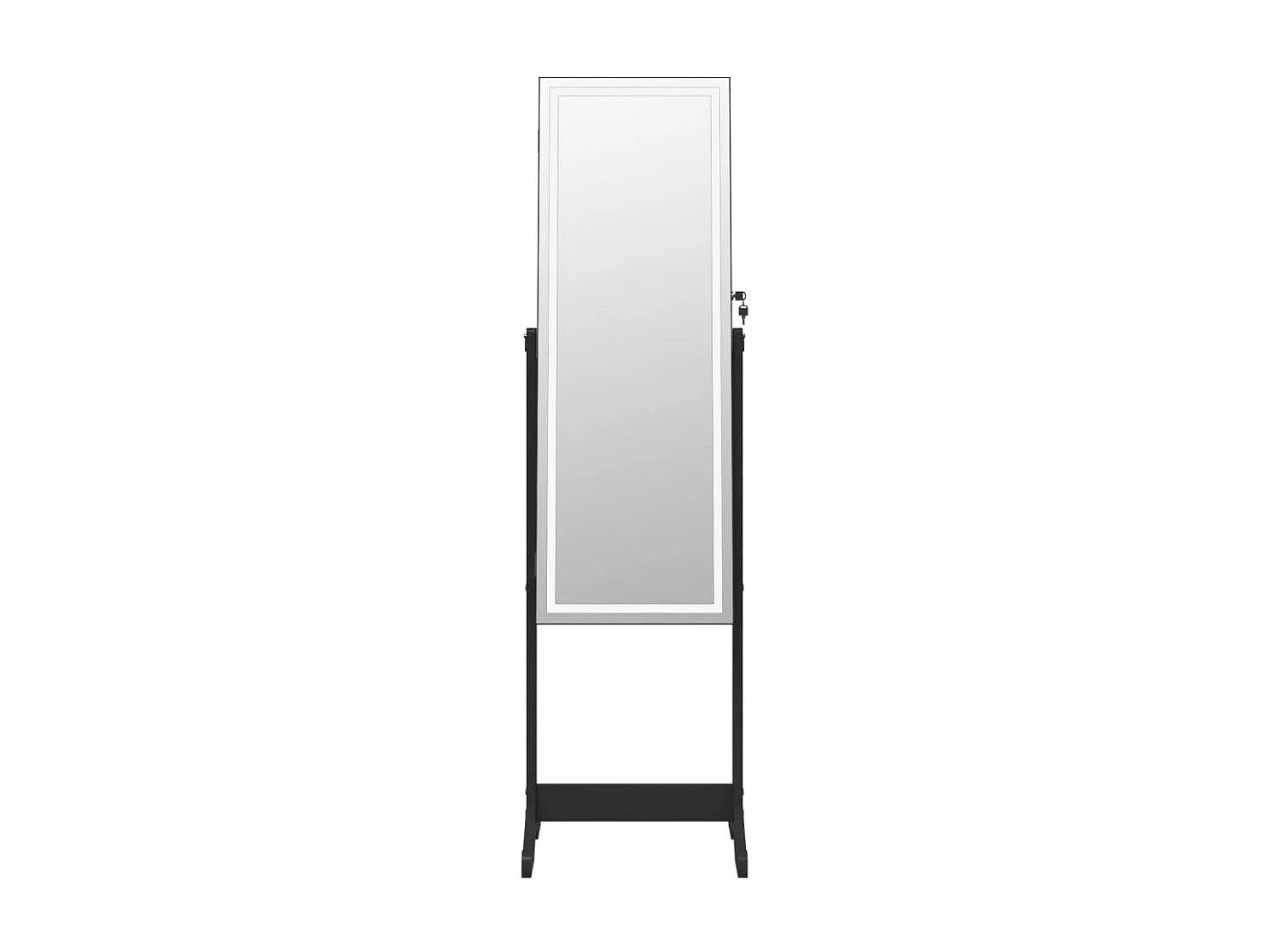Armoire à bijoux miroir avec lumières LED sur pied noir OFR44261 BonneVie Meuble