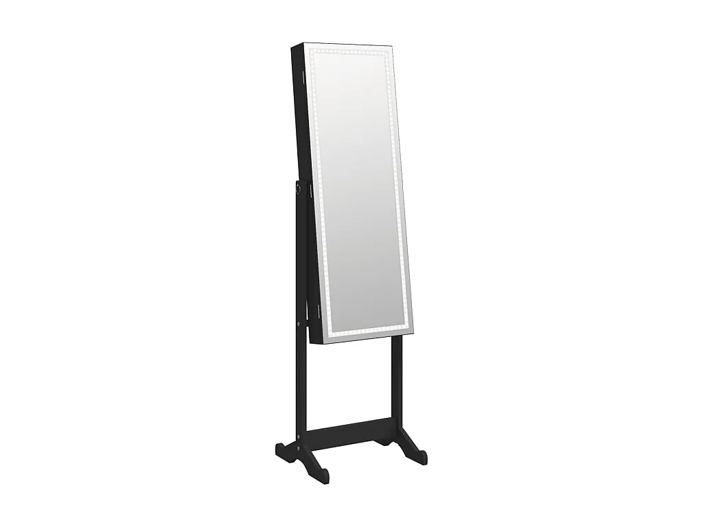 Armadietto Portagioie a Specchio con Luci LED Autoportante Nero CFW43336