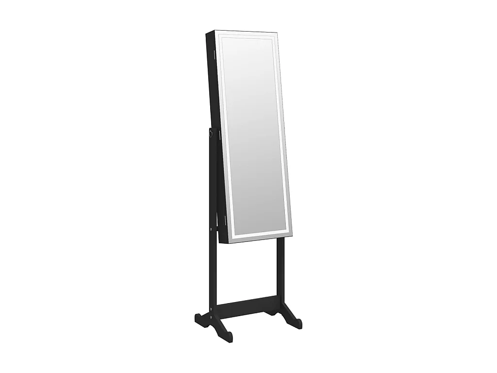 Armadietto Portagioie a Specchio con Luci LED Autoportante Nero CFW43336