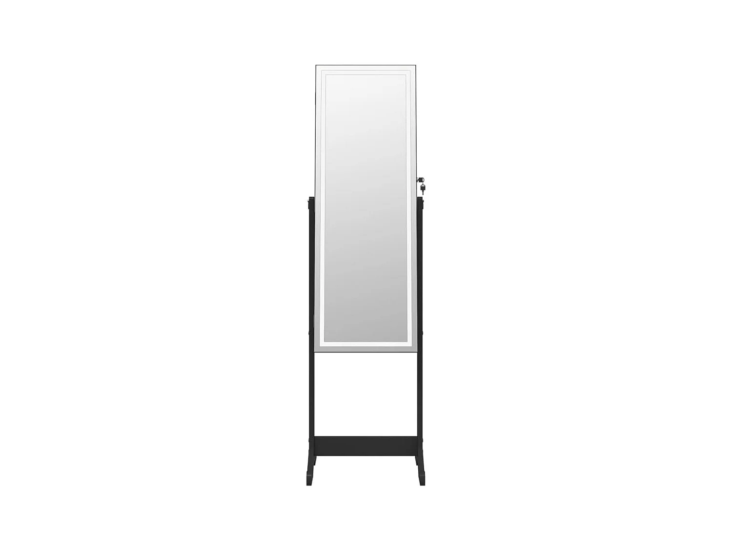 Armadietto Portagioie a Specchio con Luci LED Autoportante Nero CFW43336