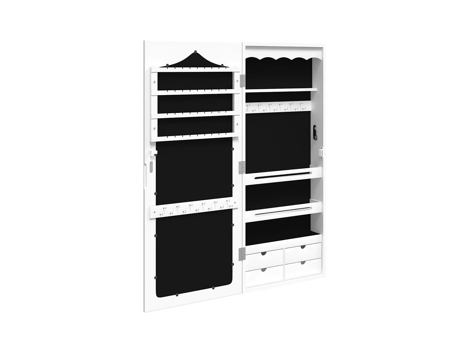 Armadio Portagioie con Specchio a Muro Bianco 37,5x10x90 cm CFW41196
