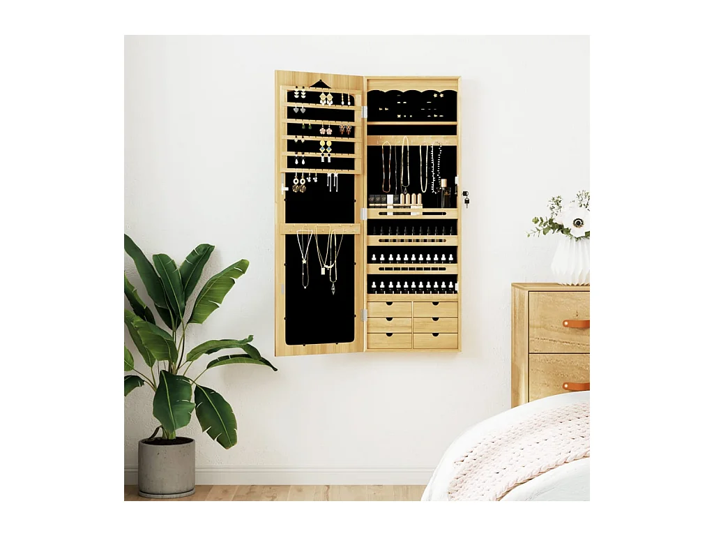 Armoire à bijoux avec miroir murale 37,5x10x106 cm OFR47334 BonneVie Meuble