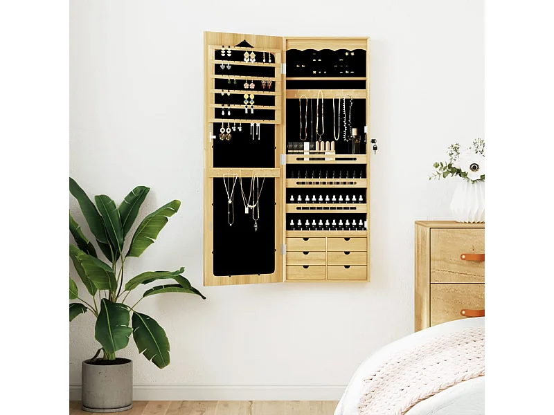 Armoire à bijoux avec miroir murale 37,5x10x106 cm OFR47334 BonneVie Meuble